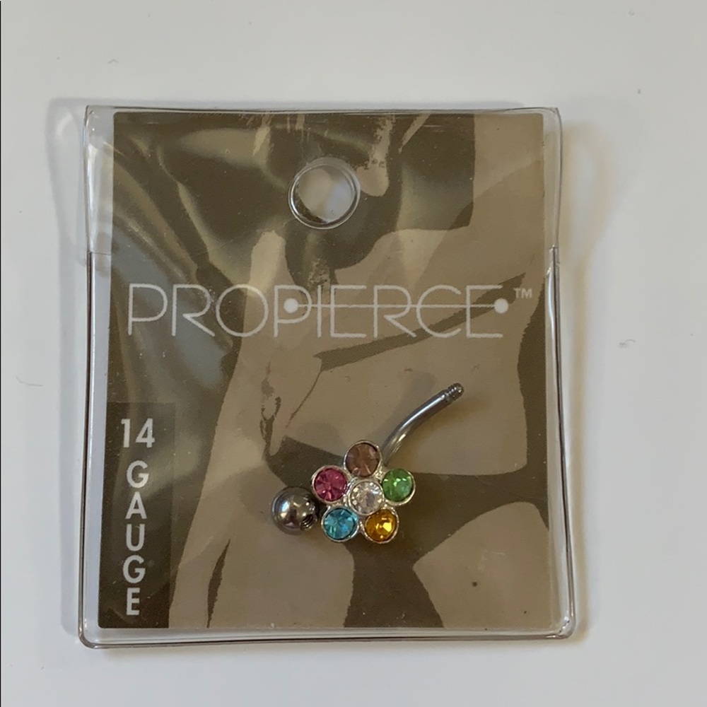 NEW Crystal rainbow belly body jewelry barbell